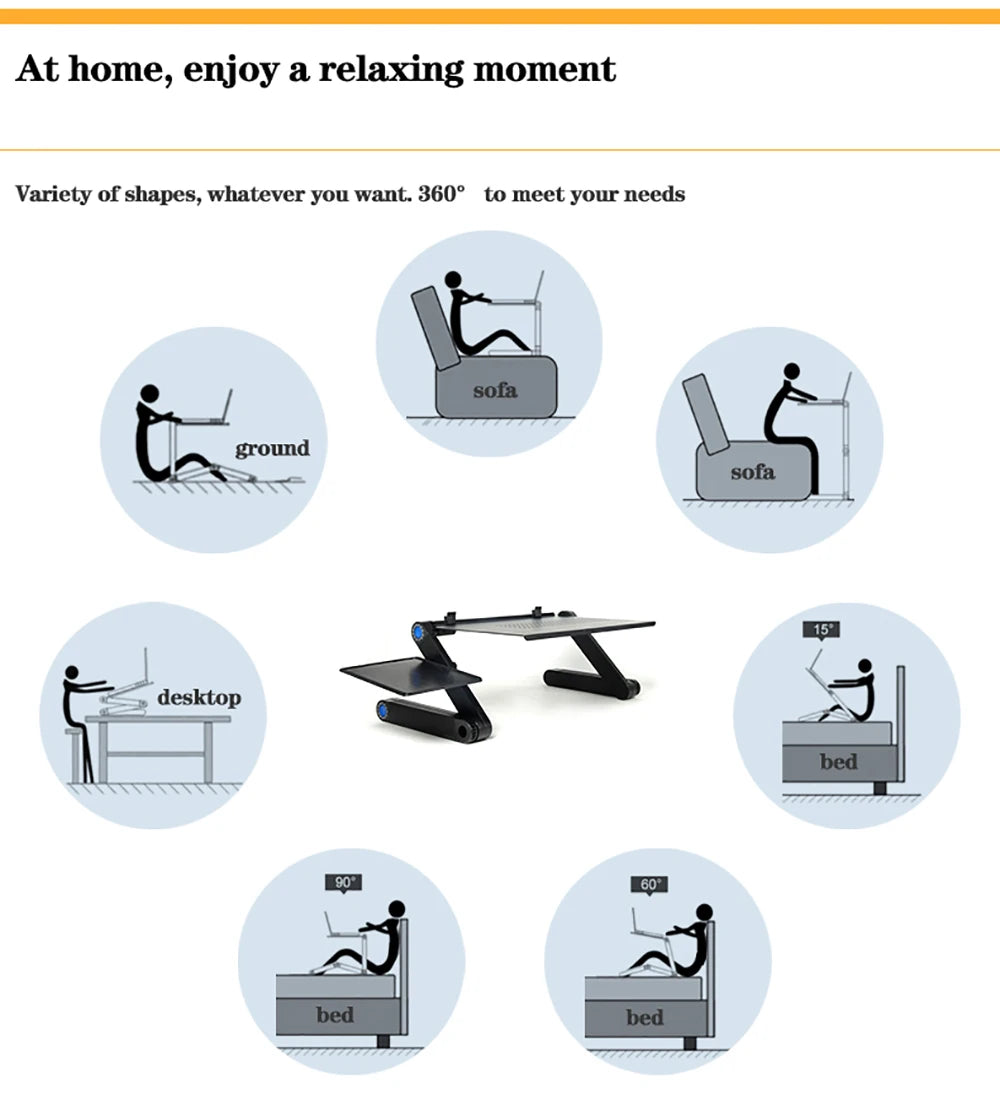 Lunabelll™Adjustable Laptop Table with Cooling Fan & Mouse Pad