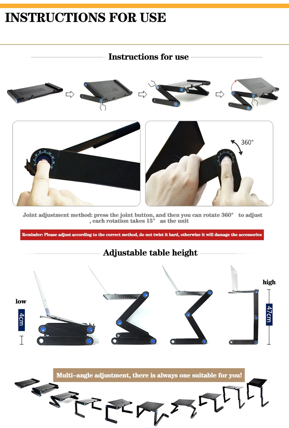 Lunabelll™Adjustable Laptop Table with Cooling Fan & Mouse Pad