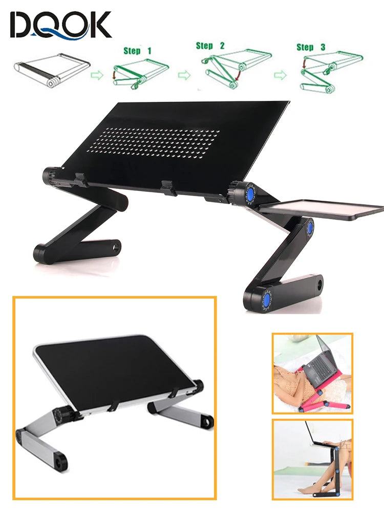 Lunabelll™Adjustable Laptop Table with Cooling Fan & Mouse Pad