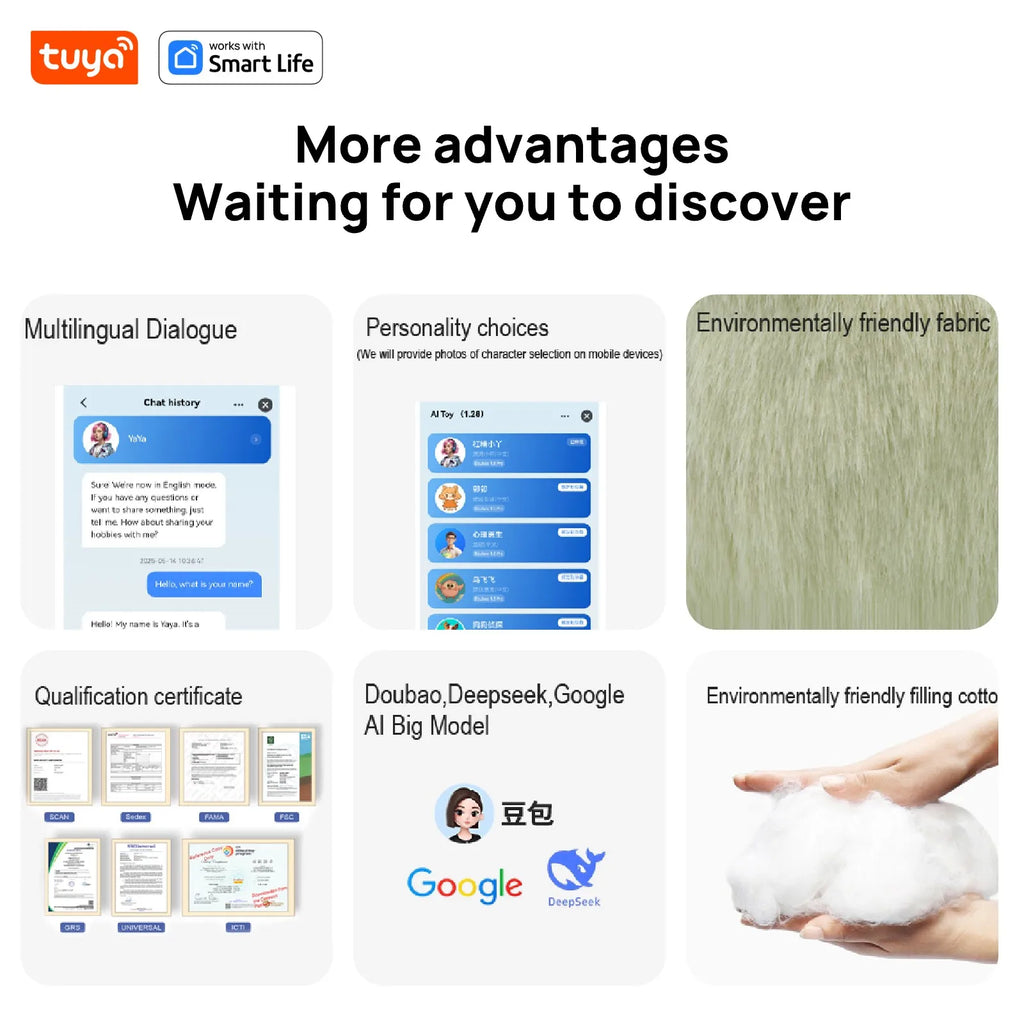 Lunabelll™Yaya-AI Plush Robot w/Smart Voice&LED Eyes, Interactive Companion Toy