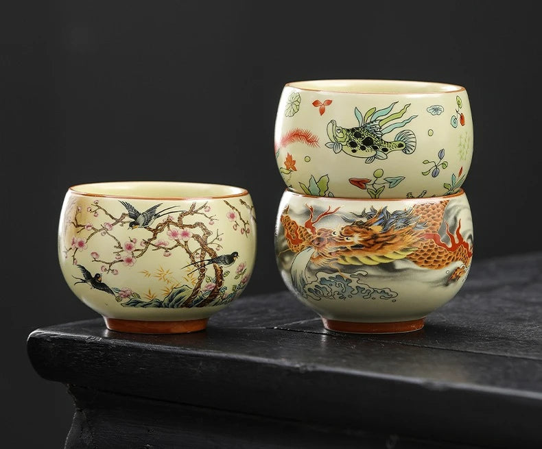 Lunabelll™ Japanese Ceramic Teacups Creative Retro Handmade Heat Resistant Kung Fu Tea Set