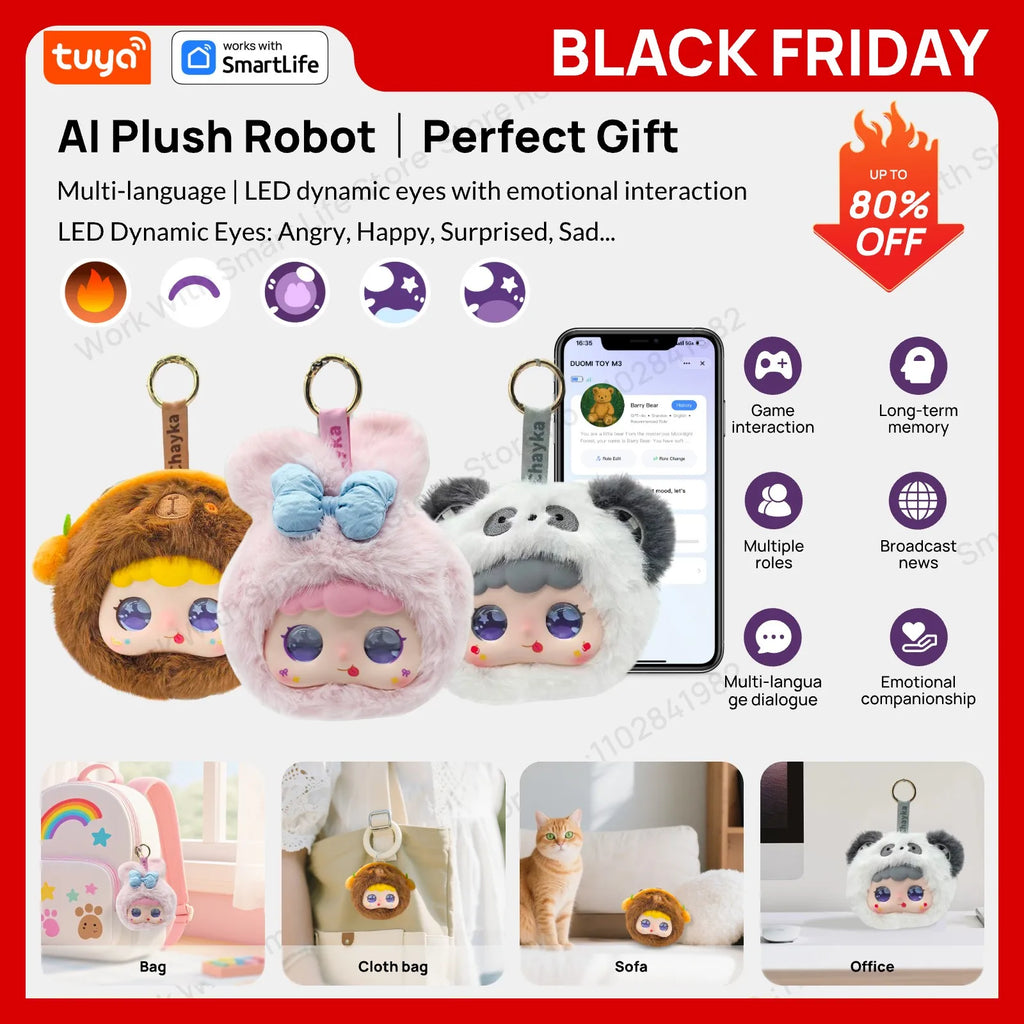 Lunabelll™ Smart  AI Plush Robot w/LED Eyes & Voice Control,Interactive Smart Toy USB