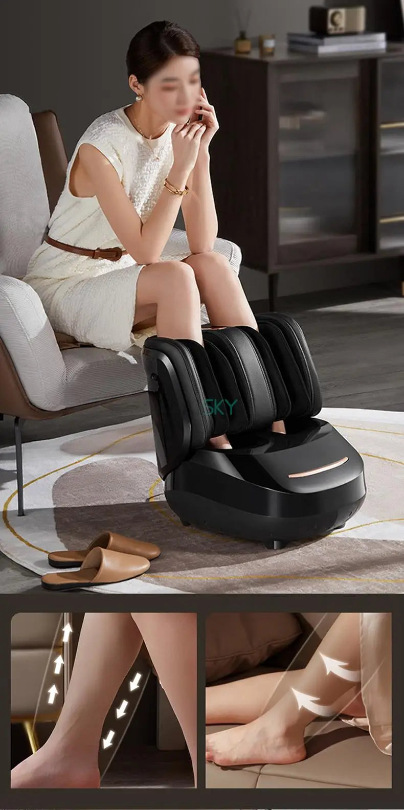 Electric Shiatsu Foot Massage Machine Air Compression Kneading Roller Massager Infrared Heating Therapy Health Care Relaxing220V