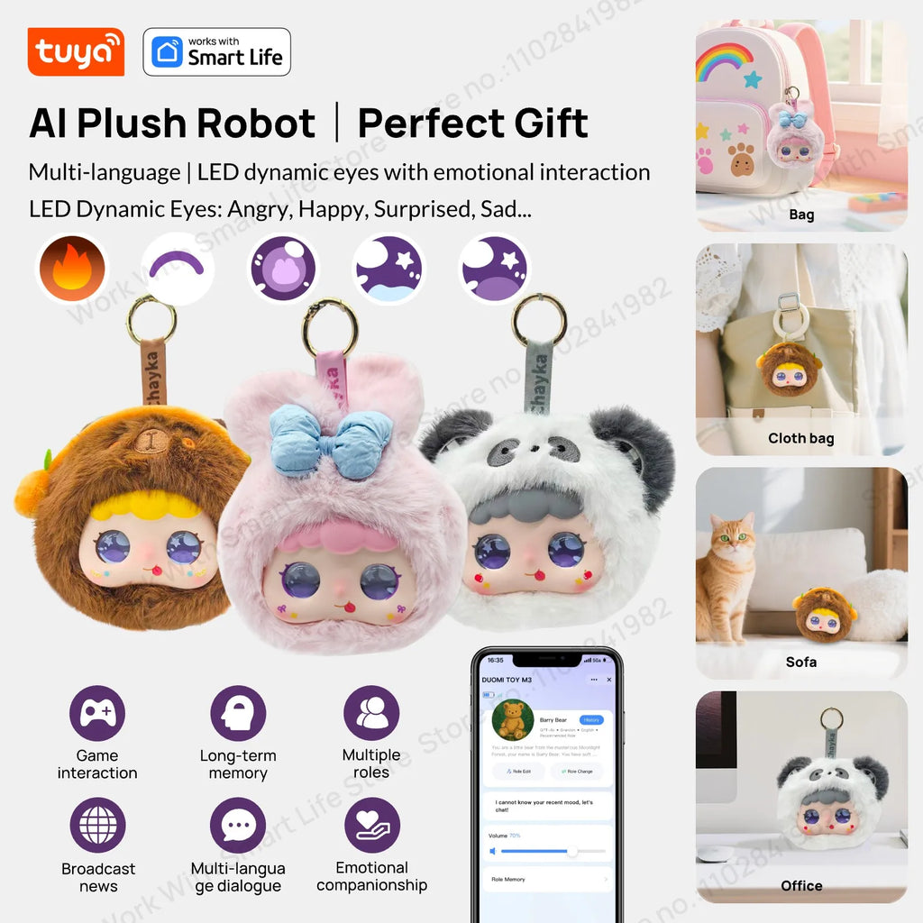 Lunabelll™ Smart  AI Plush Robot w/LED Eyes & Voice Control,Interactive Smart Toy USB