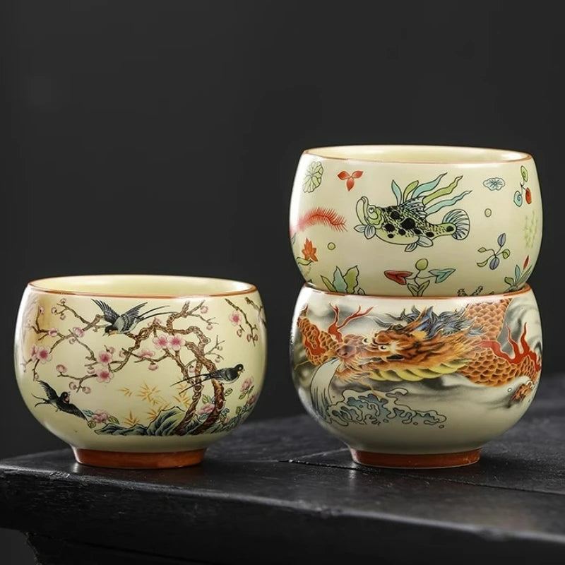 Lunabelll™ Japanese Ceramic Teacups Creative Retro Handmade Heat Resistant Kung Fu Tea Set